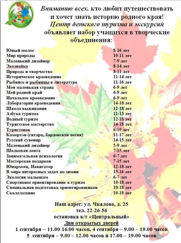 В Рыбинске учреждения дополнительного образования проведут День открытых дверей